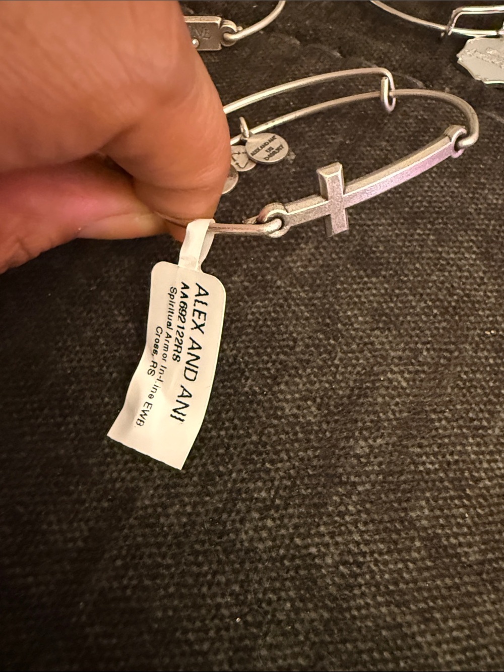 Alex and Ani Silver Tone Cross Bangle Bracelet - Silver